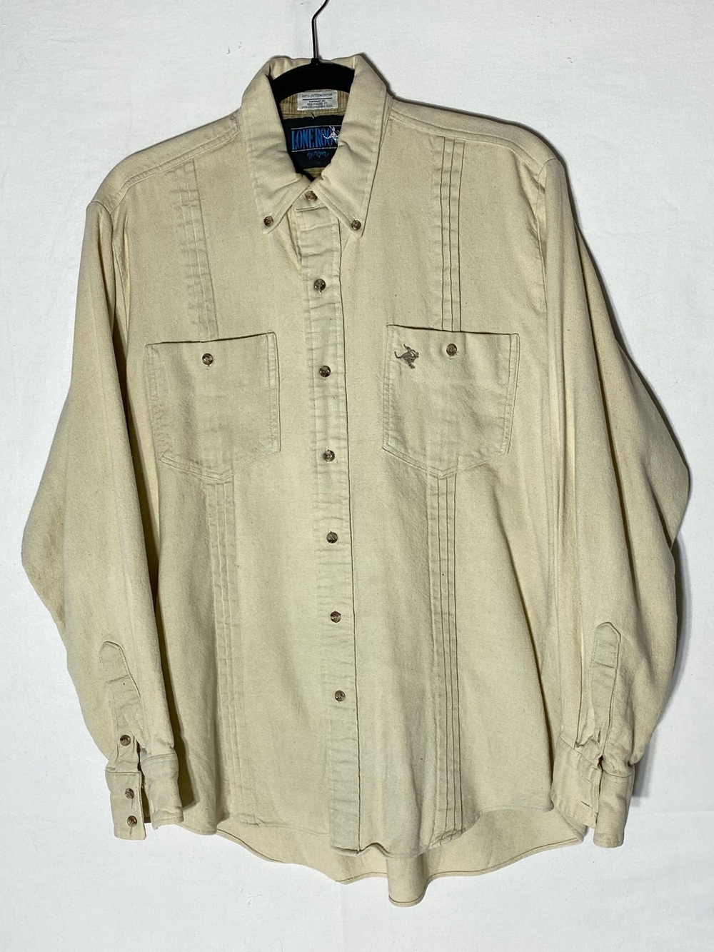 Vintage Loneroo by Roper Cotton Pleated Western Guayabera Shirt L Rancher Cowboy